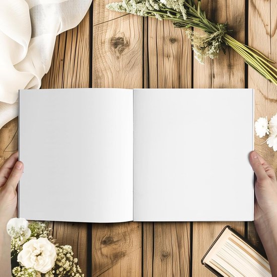 Gastenboek, blanco, met 40 mooie stickers en 44 dubbelzijdige pagina's, premium dik papier, afmeting 21 x 21 cm, gastenboek, hardcover, bruiloftsgastenboek voor bruiloften, verjaardagen — afbeelding 2