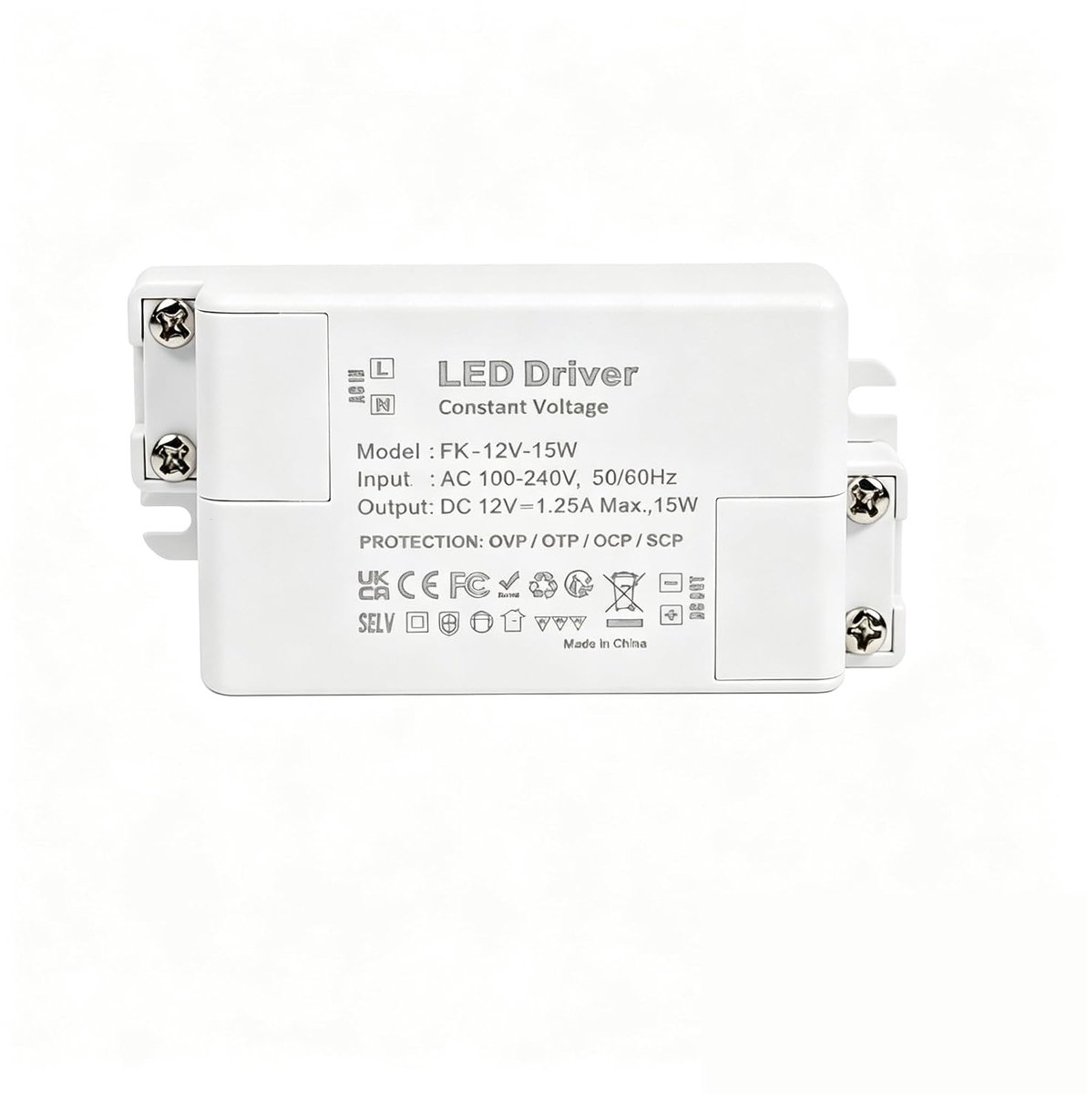 12 V, 15 W, led-voeding, 1,25 A, 220 V AC naar 12 V DC, driver met constante spanning, overbelasting, anti-kortsluiting, voor ledstrips, MR16 G4, CCTV-camera, niet dimbaar