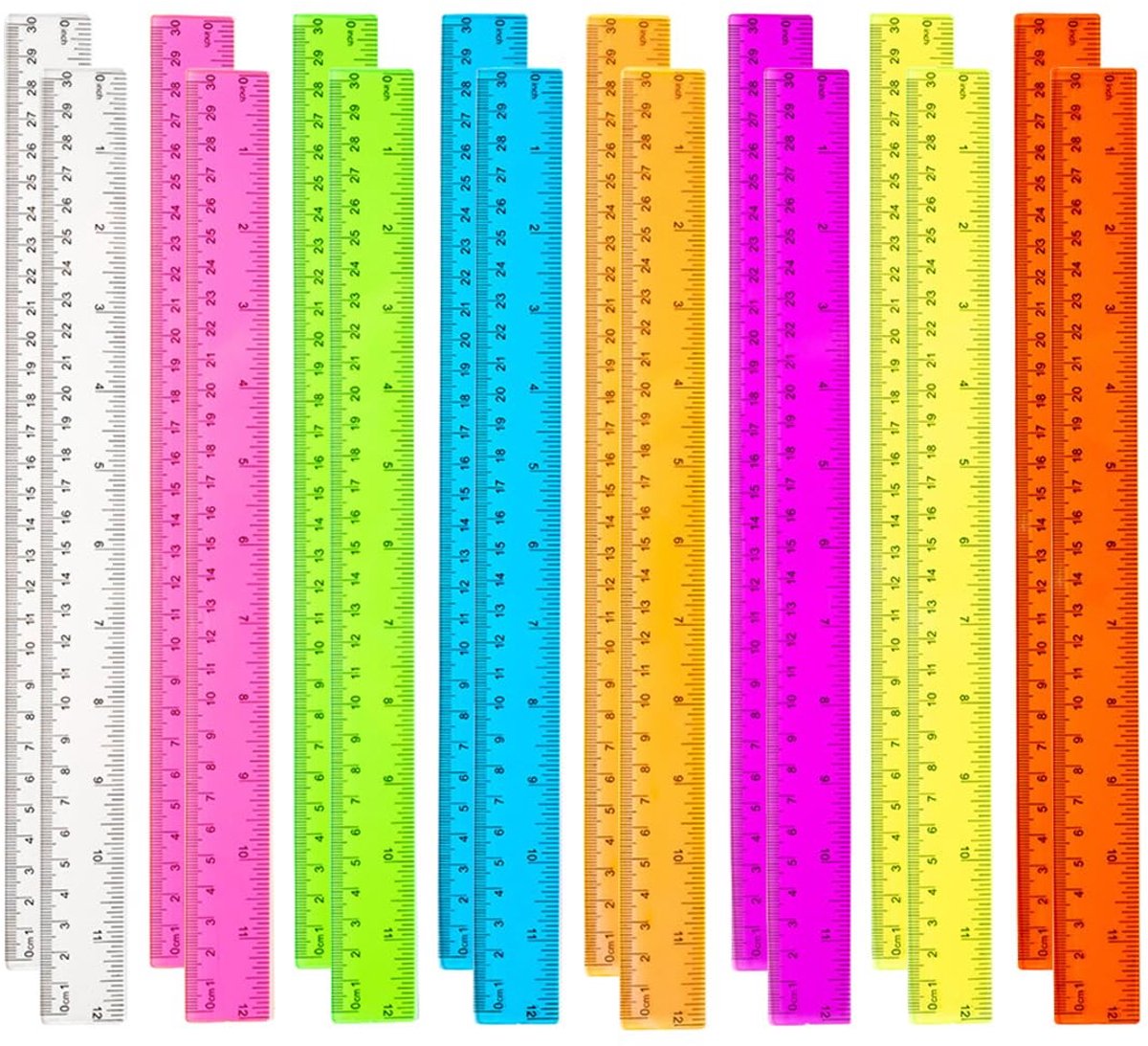 Liniaal, plastic liniaal, liniaalset, veelkleurige plastic linialen 16PCS