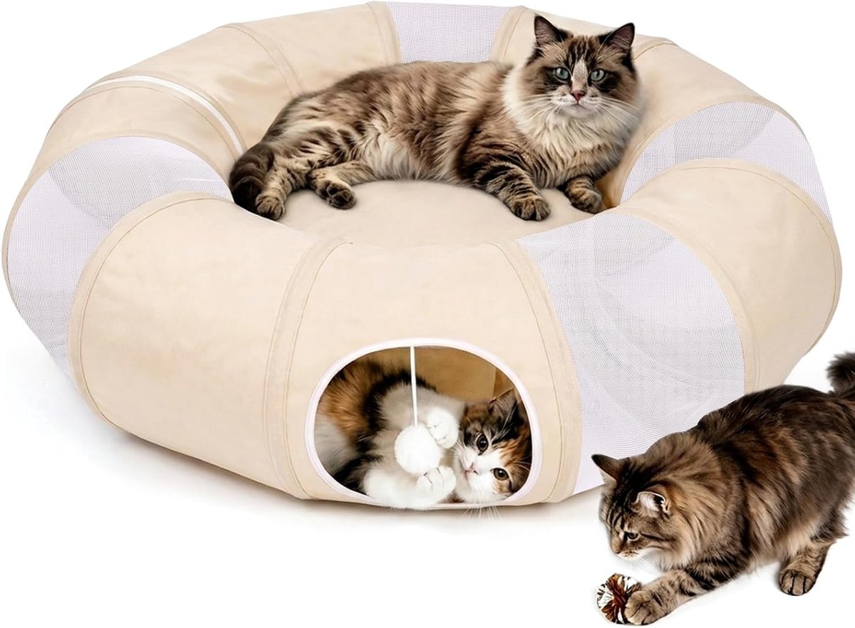 Kattentunnel, 25 cm diameter, beige