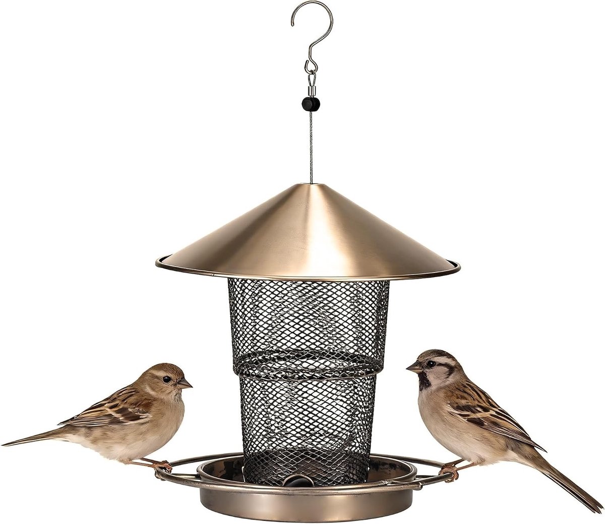 Hangende metalen vogelvoeder voor het voeden van kleine wilde vogels en vinkjes, weerbestendig en knaagdierbestendig, ideaal voor de tuin
