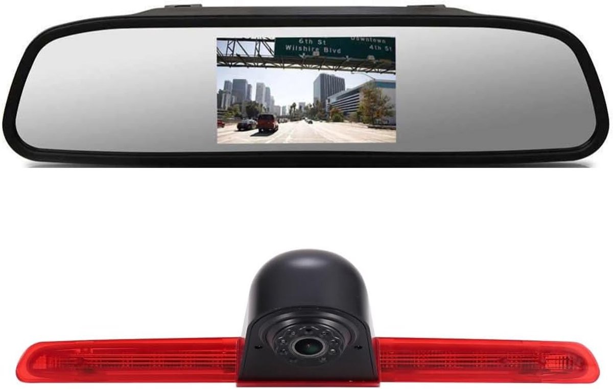 Remlicht voor auto, remlicht, achteruitrijcamera, geschikt voor VW T6, Caddy, Maxi, Cargo Transporter Zaken, MPV SUV Bus + 4,3 inch Reverse Mirror