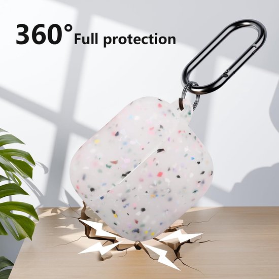 Hoes compatibel voor AirPods 4e generatie met reinigingsset, zachte siliconen full body schokabsorberende beschermhoes voor Airpods 4 2024 met reinigingspen en karabijnhaak, bloemen — afbeelding 3