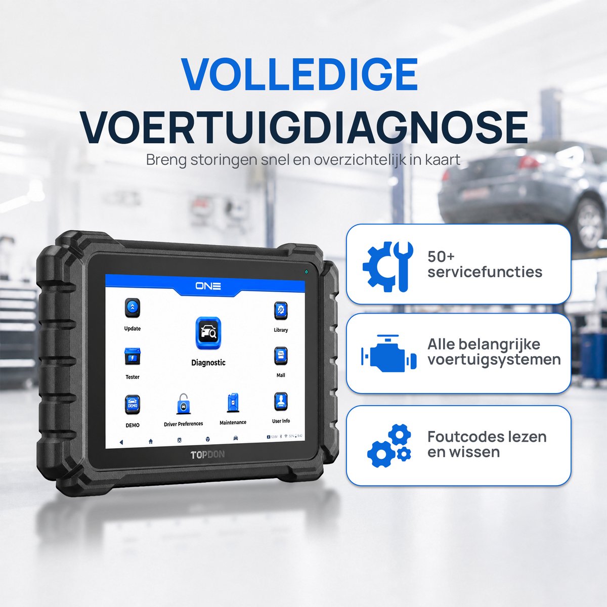 Topdon One Uitleestablet 2026 - OBD2 - 50+ servicefuncties - SGW Acces - Ecu Codering - J2534 Interface - AI Tablet - Engels thumbnail 2