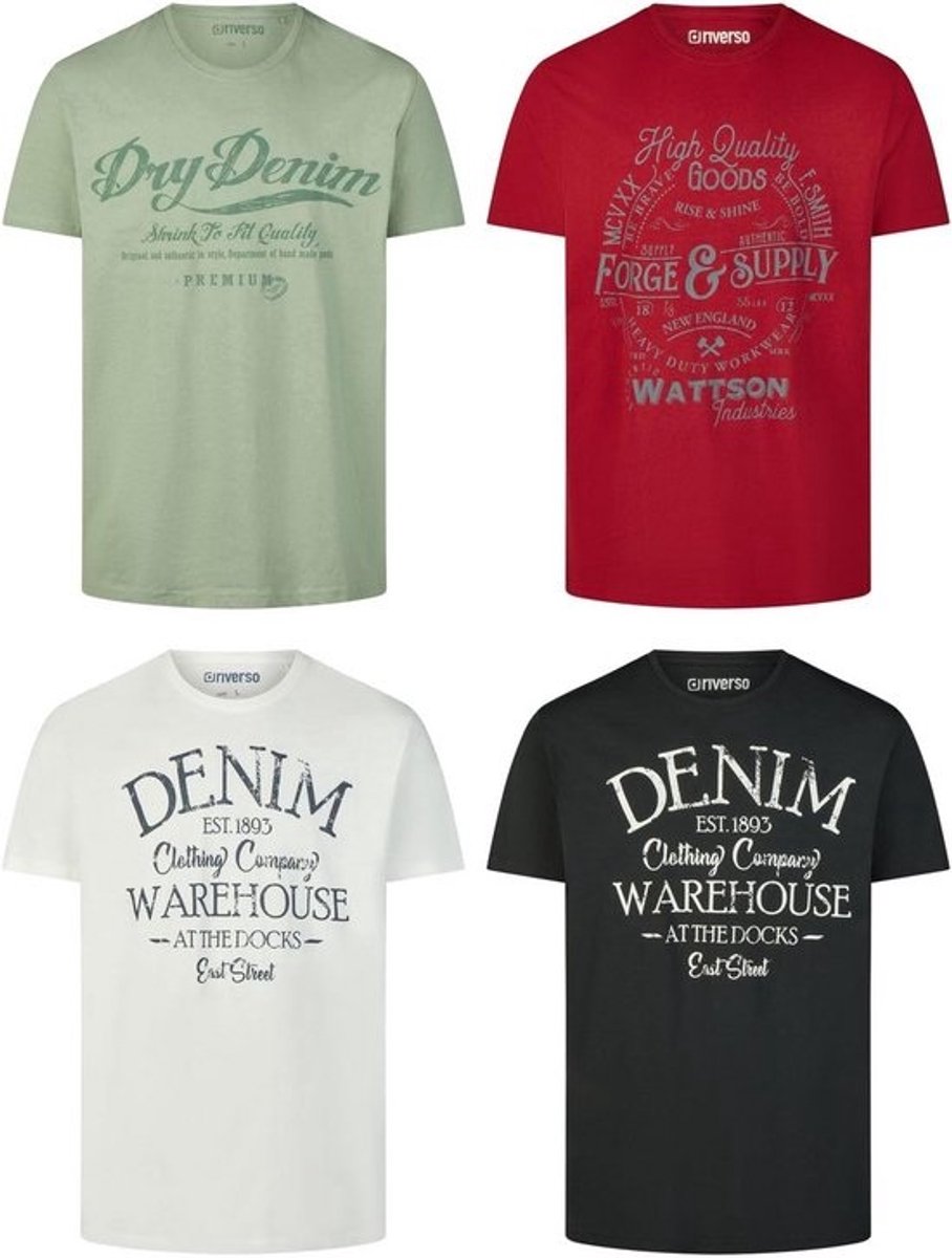 Heren T-shirt Set - Basic Shirts - Dagelijks Gebruik - Zachte Katoenmix - 4 Stuks - Wit Grijs