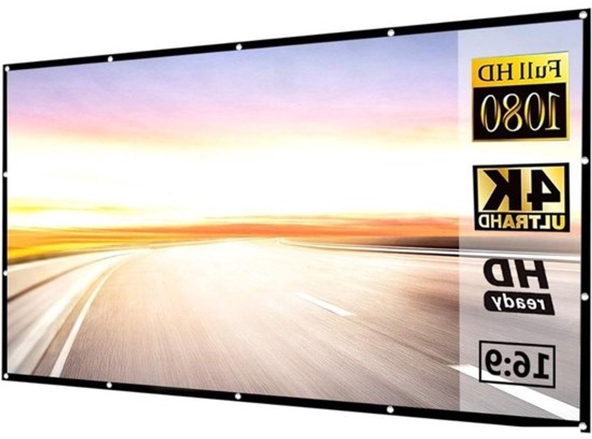 Projectorscherm - Neerklapbaar scherm - Thuisbioscoop Ervaring - HD Contrast Verbetering - 120 inch 16:9 - Grijs