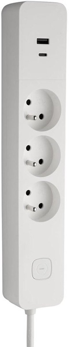 Stekkerdoos met schakelaar - Meervoudig stopcontact - Meerdere apparaten aansluiten - Met USB-A en USB-C - 15 meter snoer - Wit
