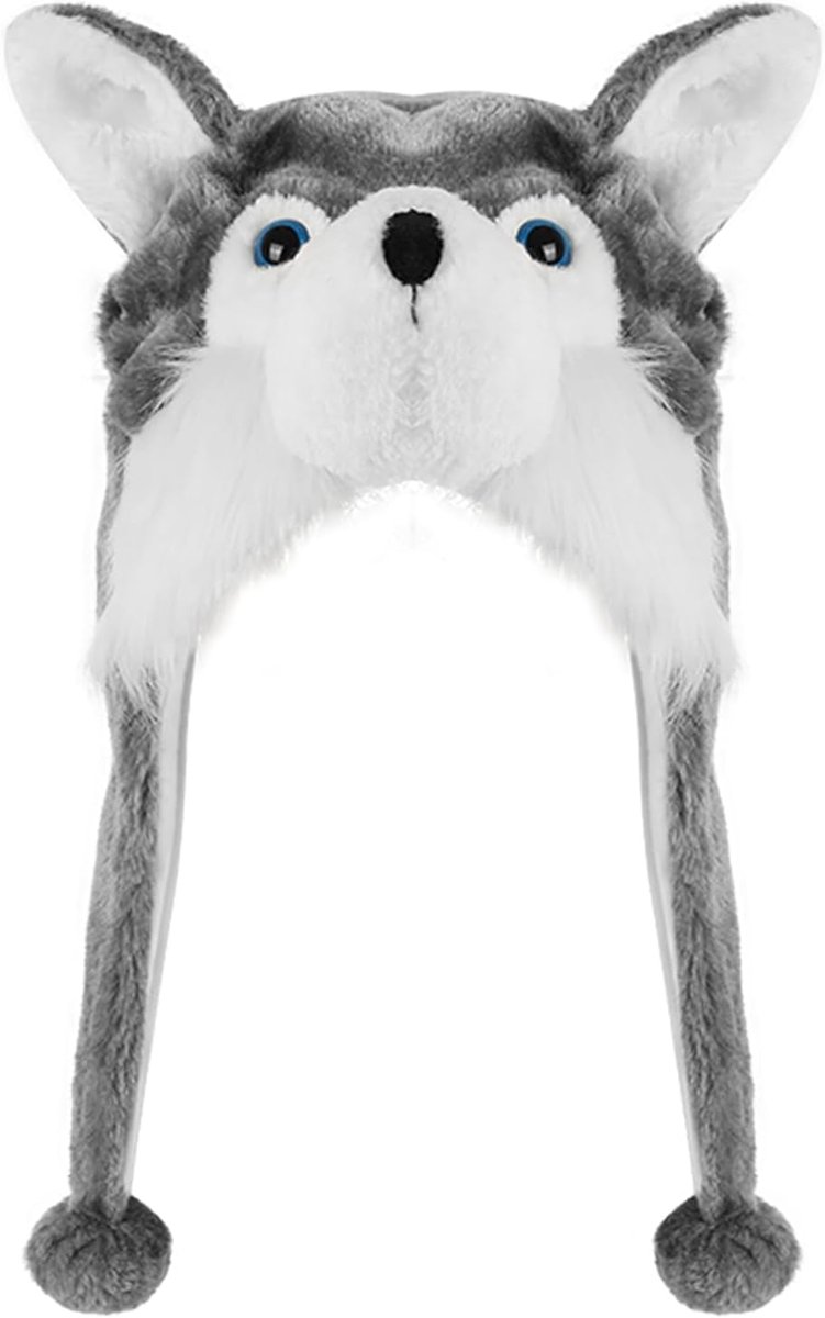 dierenmuts, pluche muts met oorklep, dierenhoed, dierenmuts, wintermuts, warm voor kinderen en volwassenen, pluche muts voor Kerstmis, Halloween, cosplay, feest, verjaardag