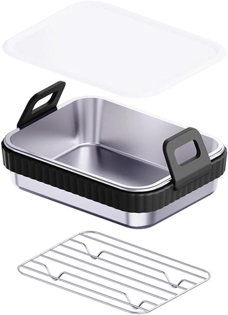 Airfryer Mand - Keuken Accessoire - Maaltijden Bereiden - Gelijkmatige Warmteverdeling - 21 x 16 x 5.6 cm - Zwart