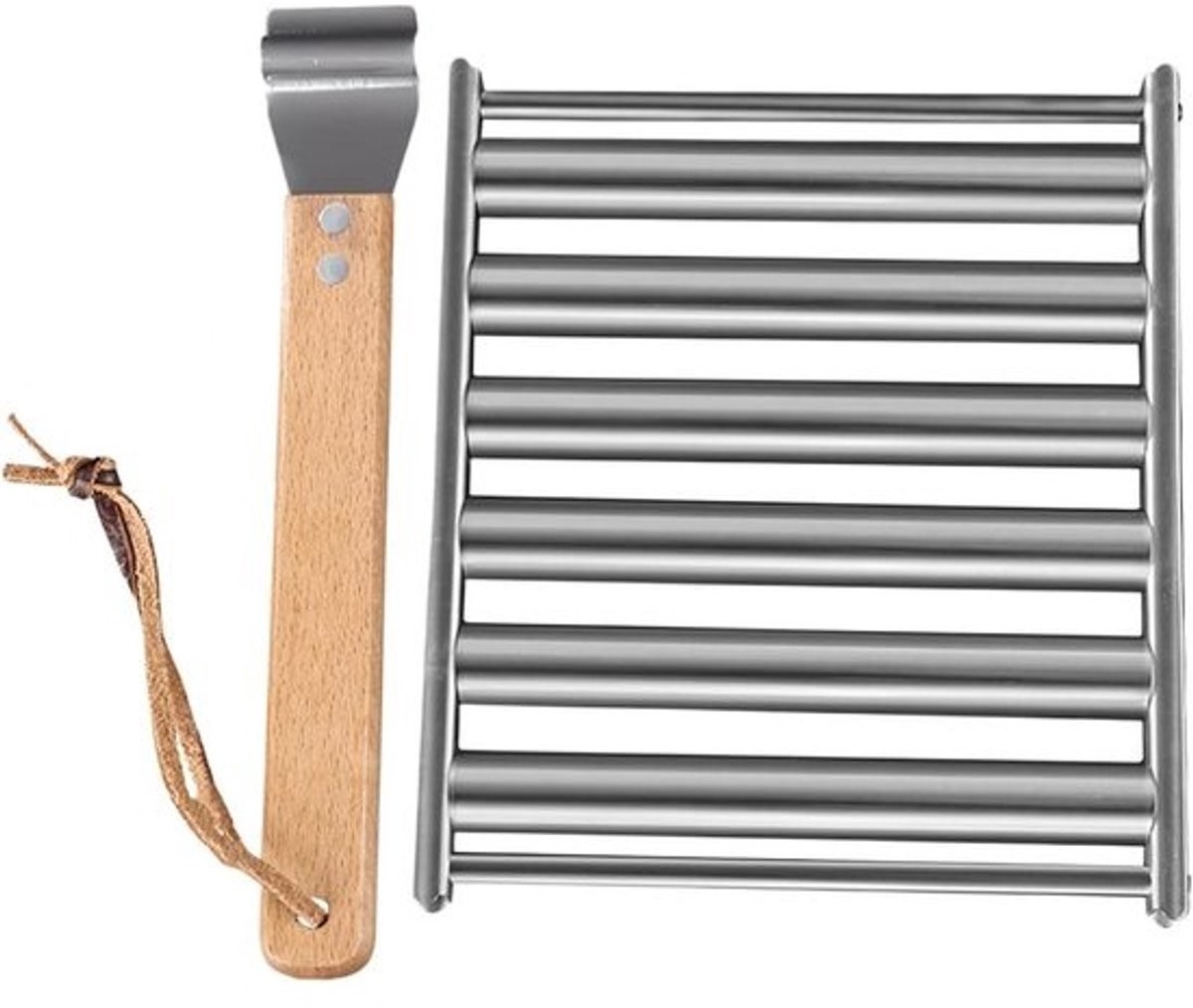 Worstjes Grill Rek - BBQ Houder - Hotdog Grillen - Roestvrij Staal - 20 x 15 x 4 cm - Zilver