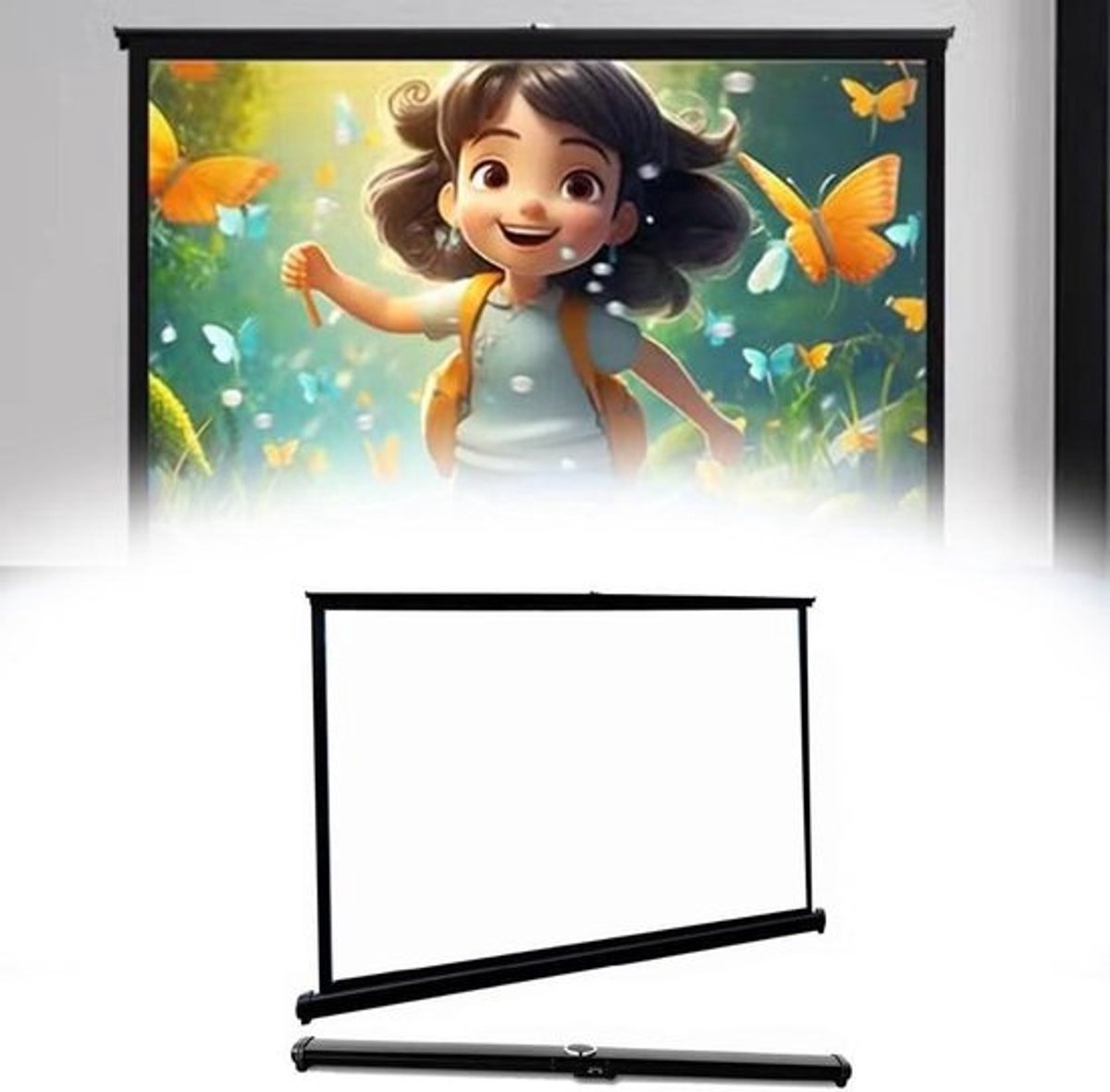 Projectiescherm - Scherm - Thuisbioscoop - Handmatig uittrekbaar - 30 inch - Wit