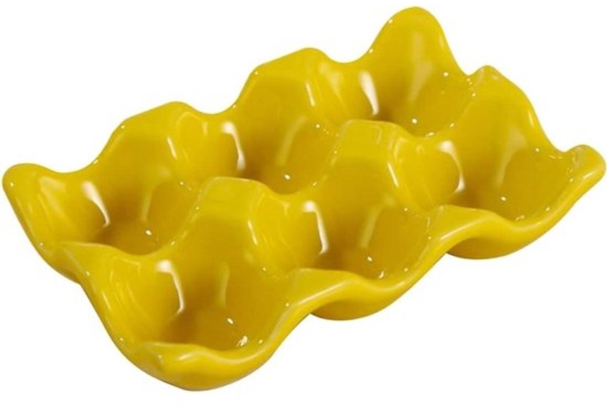 Keramische Eierdop Organisator - Eierhouder Dispenser - Keuken Opslag - Modern Design - 14.5x9.5cm - Geel