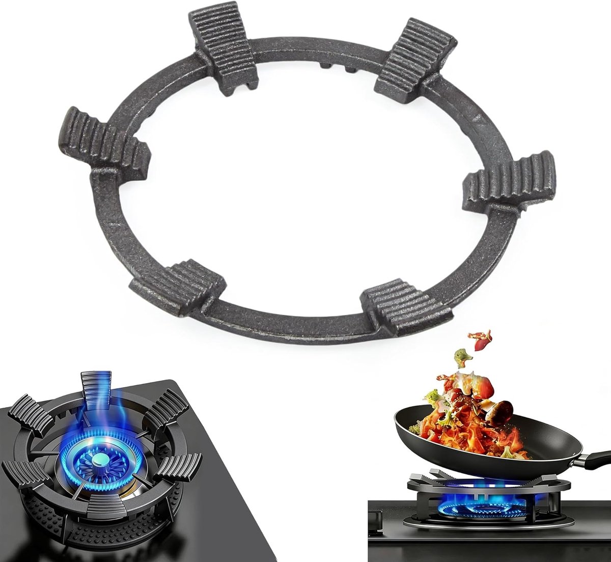 Poten voor paella-pan, houder voor keuken, gasbarbecue, antislip, adapter voor gasfornuis, pannenhouder voor woks, fornuizen en kookplaten (diameter 24,6 cm)