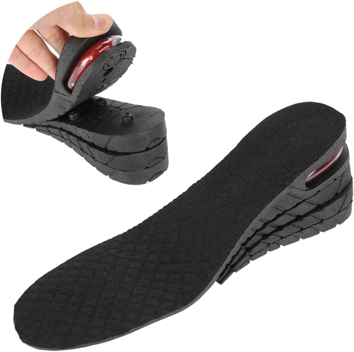 Inlegzool met Verstelbare Hoogteverhoging – Ademende 4-Lagige PU Schoenlift voor Extra Steun & Schokabsorptie, Orthopedische Hielkussen Inlegzolen voor Comfort en Stabilit