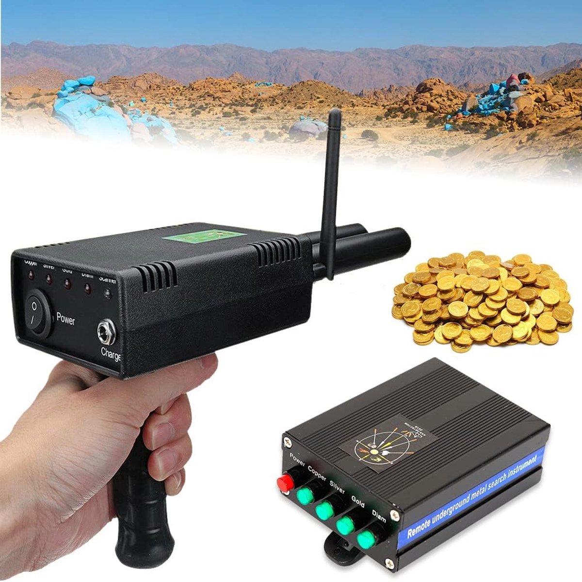 metaaldetector, 3D-metaaldetector, 1000 m lange afstanden 20 m diepte, zeer nauwkeurig, ondergrondse goudzoeker, treasure scanner voor relikwieën, sieraden