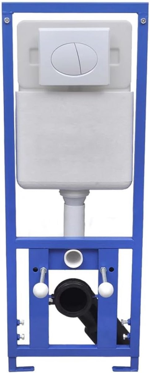 Yorten Inbouwspoelbak wandinbouw-spoelbak 11 L 41 x 14 x (110-125) cm (B x D x H) wit en blauw bevestigingsafstand 18-23 cm