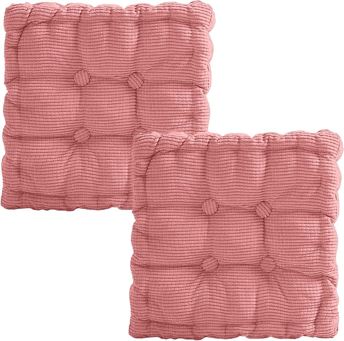 Set van 2 stoelkussens, 40 x 40 cm, zitkussen, stoel voor eetkamer, woonkamer, bureaustoel, balkonstoel, zitkussen, vierkant, roze