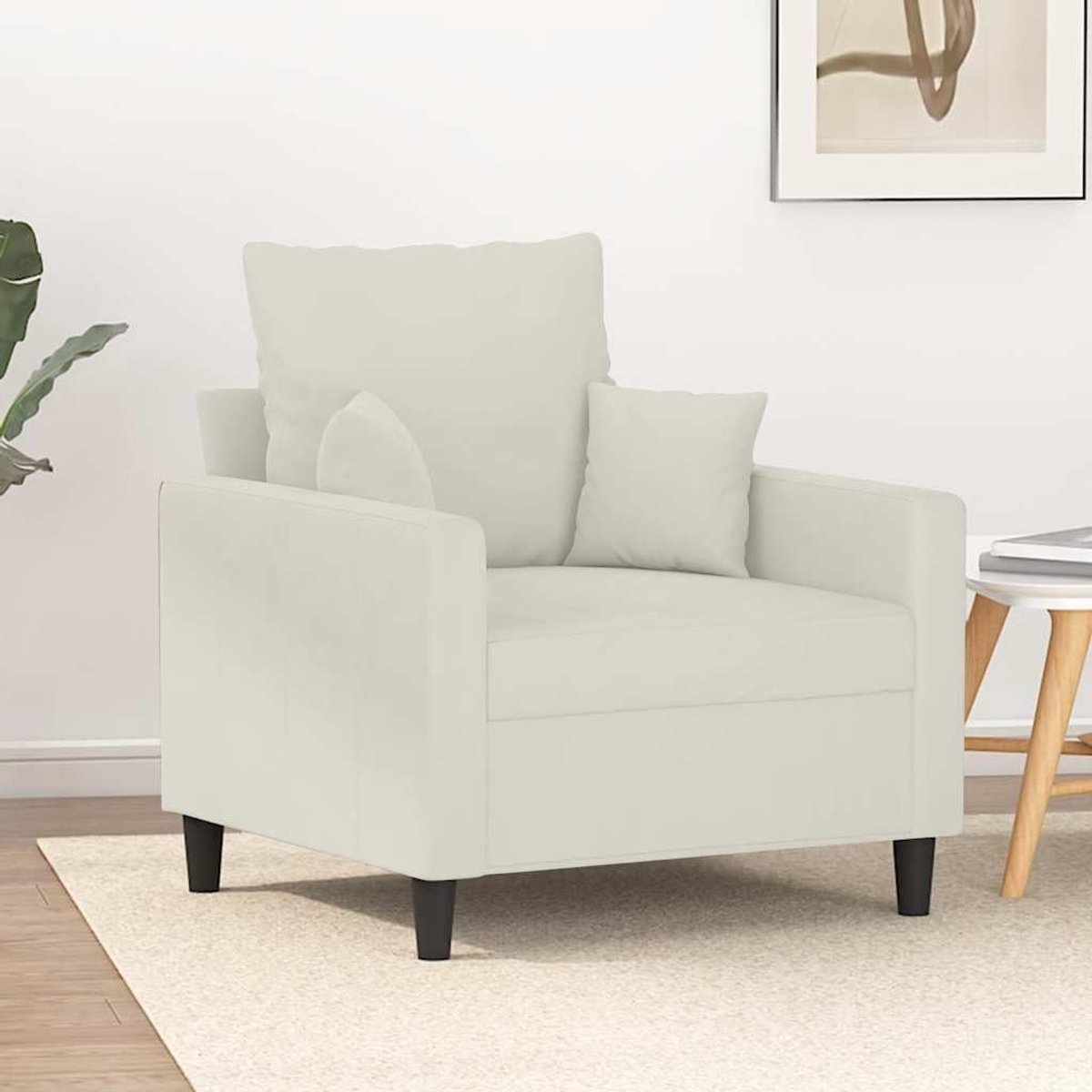 Crème 60 cm fluwelen gestoffeerde stoel met metalen frame, comfortabel zitkussen en rugleuning voor woonkamer, zachte velours stof, modern design