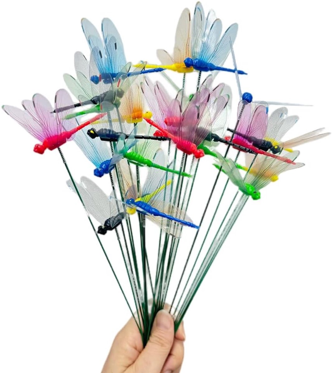 25 Multicolor 3D Dragonfly Stakes Tuin Decor, Verwijderbare Nep Dragon Fly