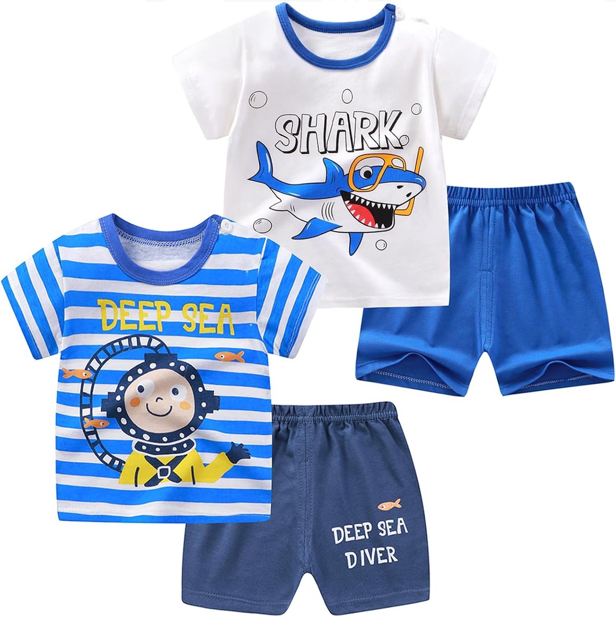 Set van T-shirt en shorts voor kinderen (4 stuks)