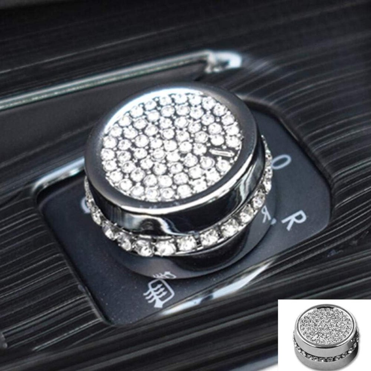 Interieur Trim Bling Accessoires geschikt voor Volkswagen Teramont 2017-2020 Auto Wijziging Accessoires Vrouwen Strass Crystal Decals Accessoires (zilver, Achteruitkijkspiegel knop ring 1st)