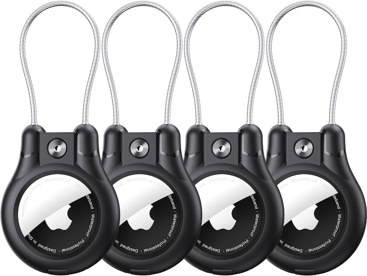 4 stuks voor Apple AirTag, IPX8 AirTag houder met staalkabel