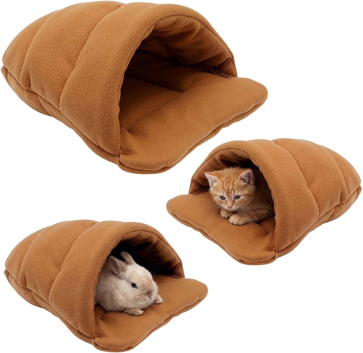 Huisdier, cavia-bed, bedhol, cavia-huis, cavia-bed, huisdier, pluche hol, voor dwergkonijnen, chinchilla's, baardagamen, hagedis (bruin)