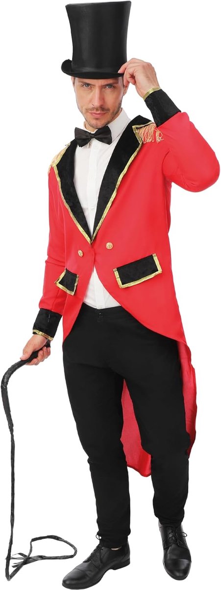 - Mrs Loyal-kostuum voor volwassenen, circuskostuum, carnaval, Halloween, cosplay, kostuumfeest, thema-evenement, rood, zwart