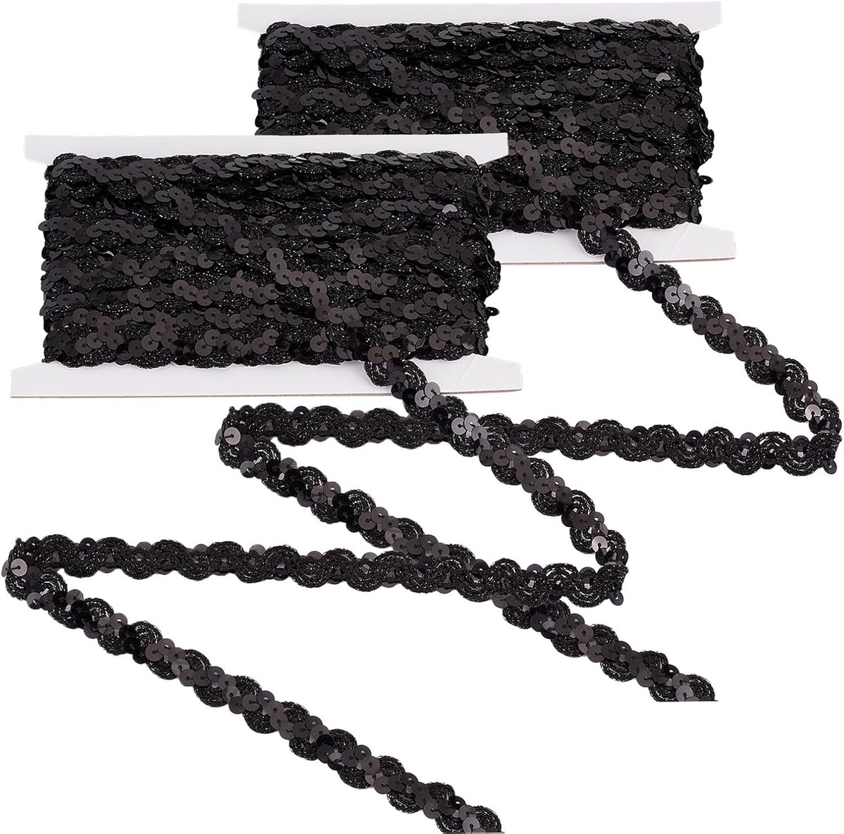 Let'S In Style 2 Glitter Elastische Band 5 meter breed en 0,59 inch breed Stretch Glitter Trim Decoratieve Zwarte Trim voor Handwerk Naaien Kledingdecoratie