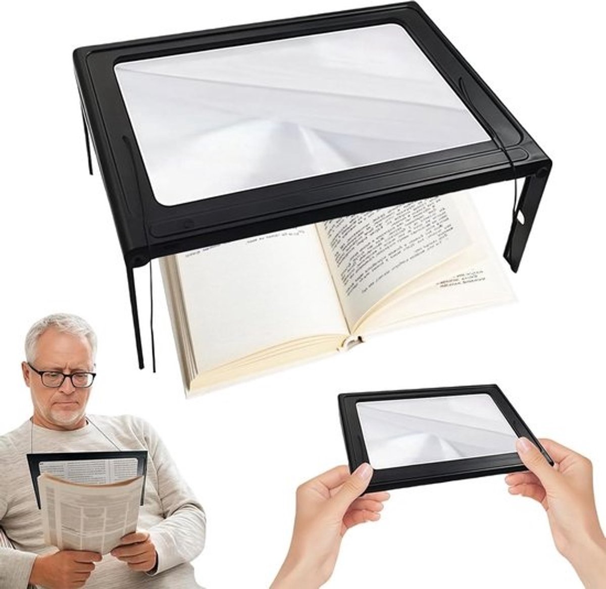 Vergrootglas met Licht - Leesloep - Lezen met Slecht Zicht - Extra Groot Zichtbereik - 27.5 x 20.3 cm - Wit