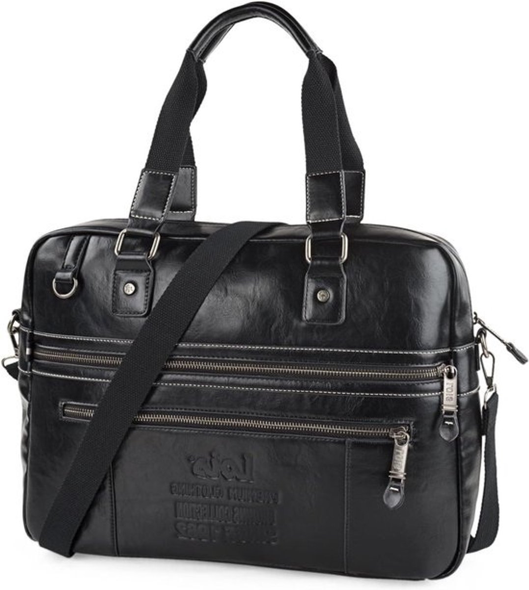 Laptoptas Leer - Aktetas Heren Dames - Zakelijk Vervoer - Duurzaam Ontworpen - 39 cm Breed - Bruin