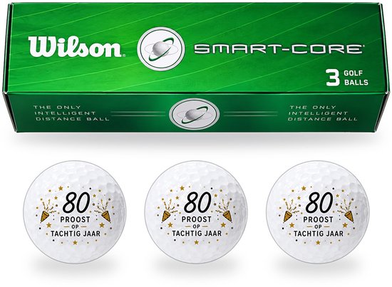 Wilson Golfballen 80 Jaar - Verjaardag Golf Cadeau - 3 stuks - Golfbal met Opdruk van Wilson — afbeelding 3