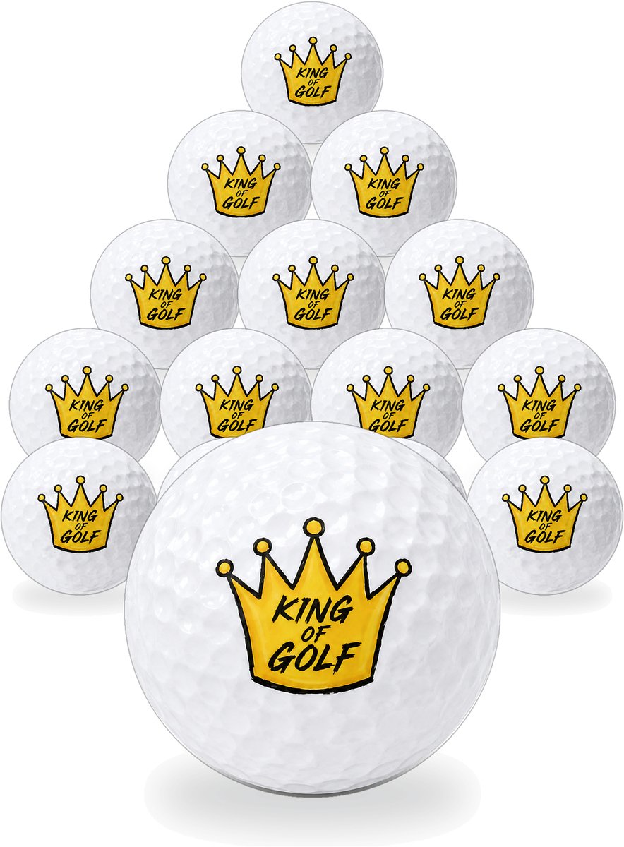 Golfballen King of Golf Goud - Golfer Golf Cadeau - 15 stuks - Wilson - Bedrukte Golfballen