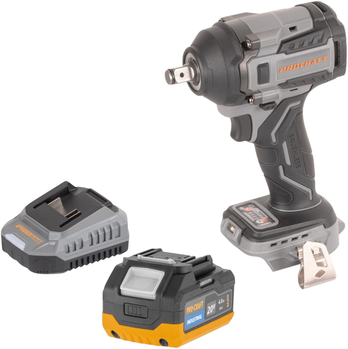 Procraft Industrial IW550Abb accu slagmoersleutel 20 V 550 Nm 1/2" Solo - zonder accu, zonder lader