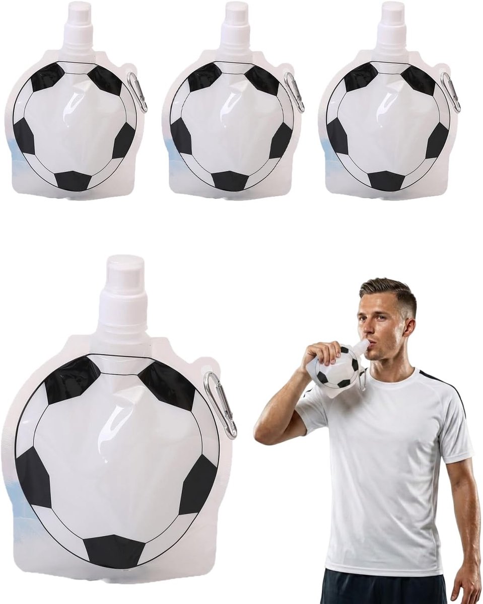 drinkfles 4-pack 500 ml, zwart & wit - lekvrij & compact - de beste festival drinkfles: bespaart ruimte in de rugzak en zorgt voor hydratatie