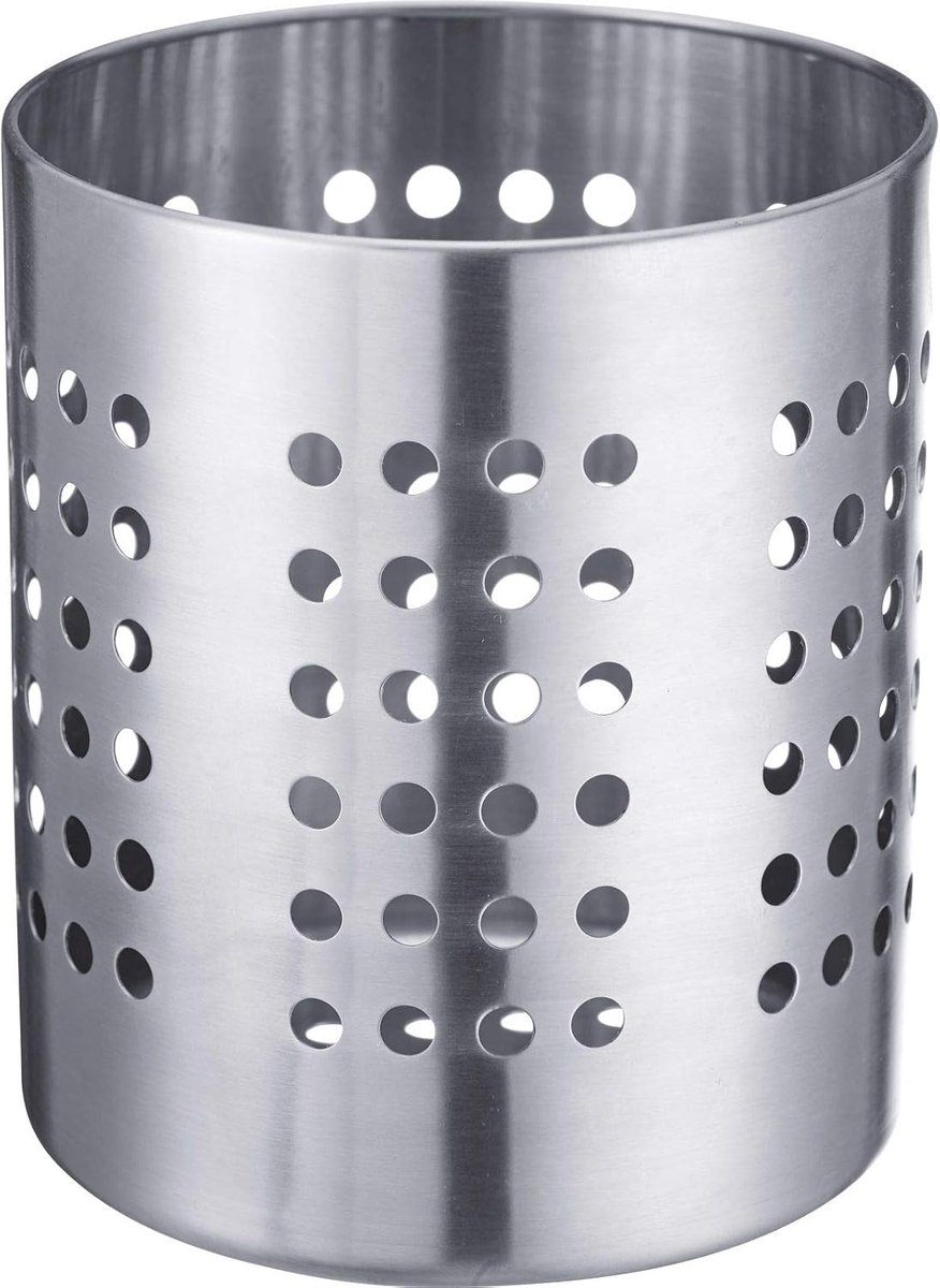 Bestek-/keukengereihouder, rond, diameter: 12 cm, hoogte: 13,5 cm, roestvrij staal, zilver, 69022211