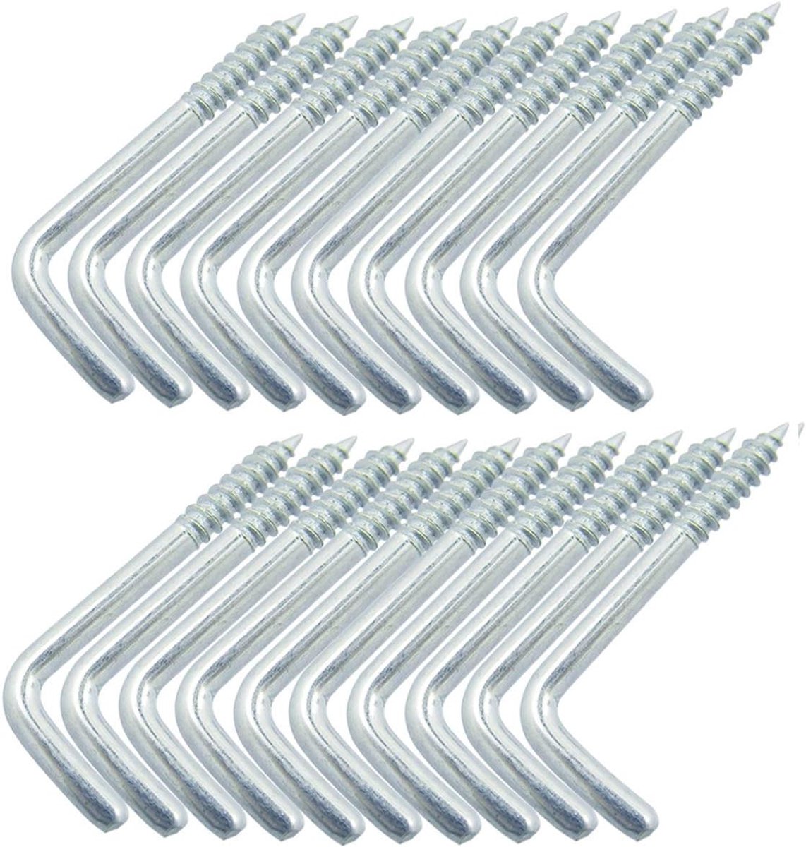 50 STKS Zilver Kleur Koolstofstaal Metaal Haakse Haken 7 Vorm Schroef Haken Zelftappende Schroeven Haken L Vorm Haken 34 X15mm