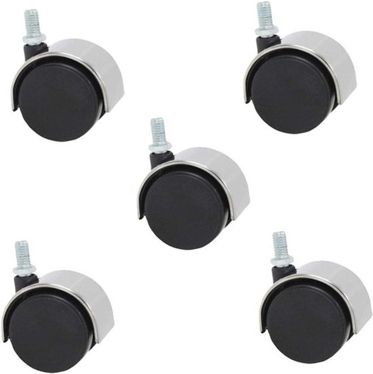 Bureaustoelwielen Set - Meubelwielen Vervanging - Vloeren Beschermen - 360 Graden Rotatie - M10x16mm Schroefdraad - Zwart