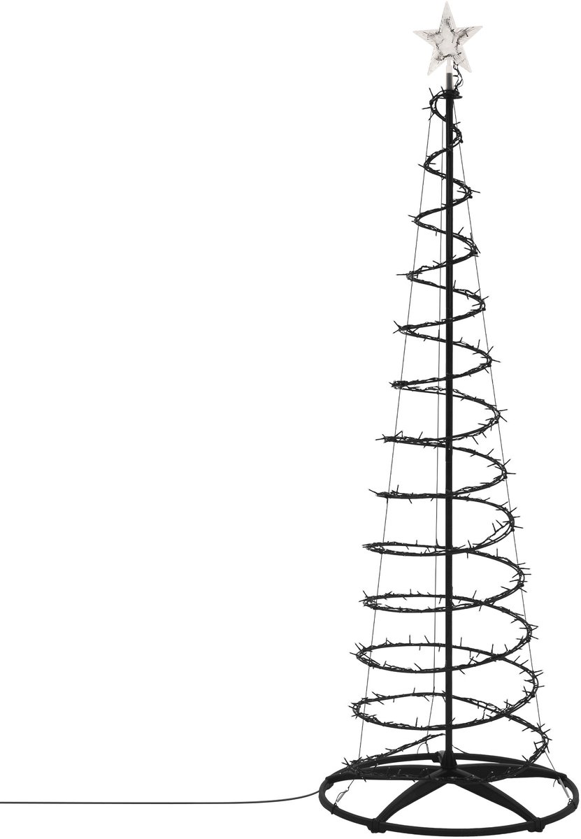 ECD Germany Kerstboom buiten led 210 cm, verlichte kerstboom met lichtslinger en ster, kerstverlichting tuin met watervaleffect en 756 LED warmwit, kerstversiering met timer en geheugenfunctie voor binnen en buiten, snelle montage en basis