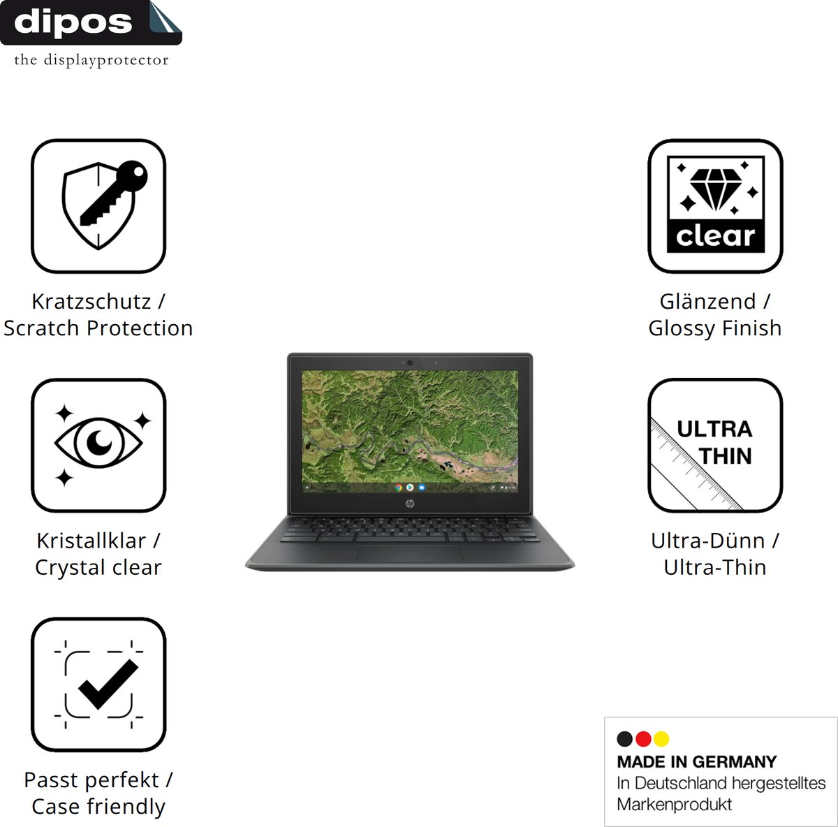 dipos – 2x Beschermfolie geschikt voor HP Chromebook 11A G8EE | Krasbestendige & heldere Screenprotector Ultra-Thin