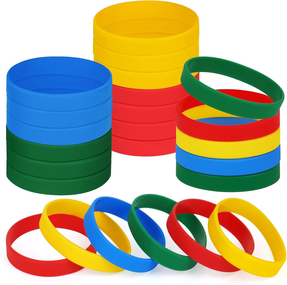 polsbandjes Blank Rubber Armbanden voor Volwassen Kid Tiener, 24 stks Sport Party Siliconen Elastische Polsband Armband bands voor Evenementen School Leraar Supplies