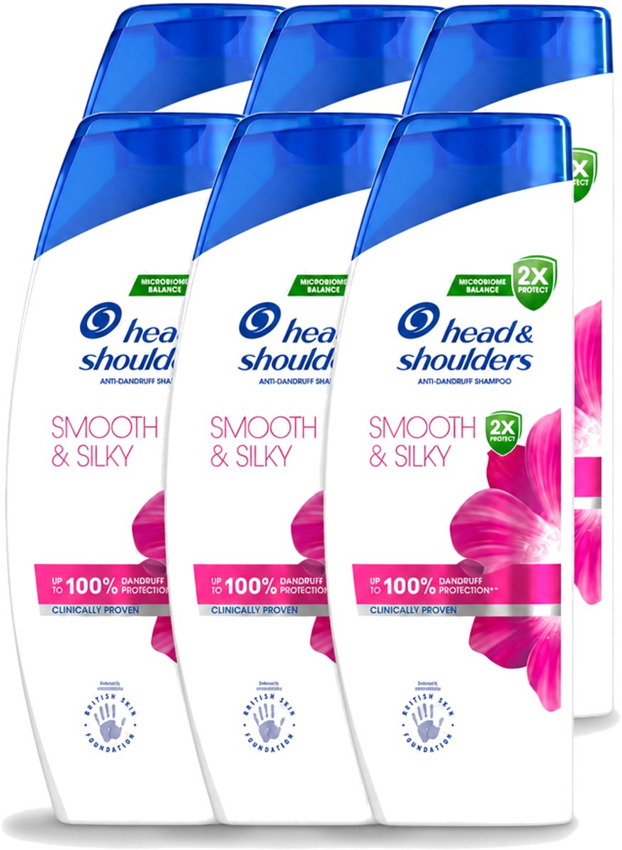 6 x Head & Shoulders - Shampoo - Smooth & Silky - 250ml - Voordeelverpakking - 6 stuks