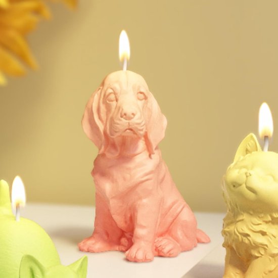 2 stuks 3D hond siliconen vormen gietvormen hond kaarsen vormen siliconen 3D siliconen vorm kaarsvormen schattige hond siliconen vorm voor taartdecoratie, chocolade, zeep, sojawas kaarsen — afbeelding 3
