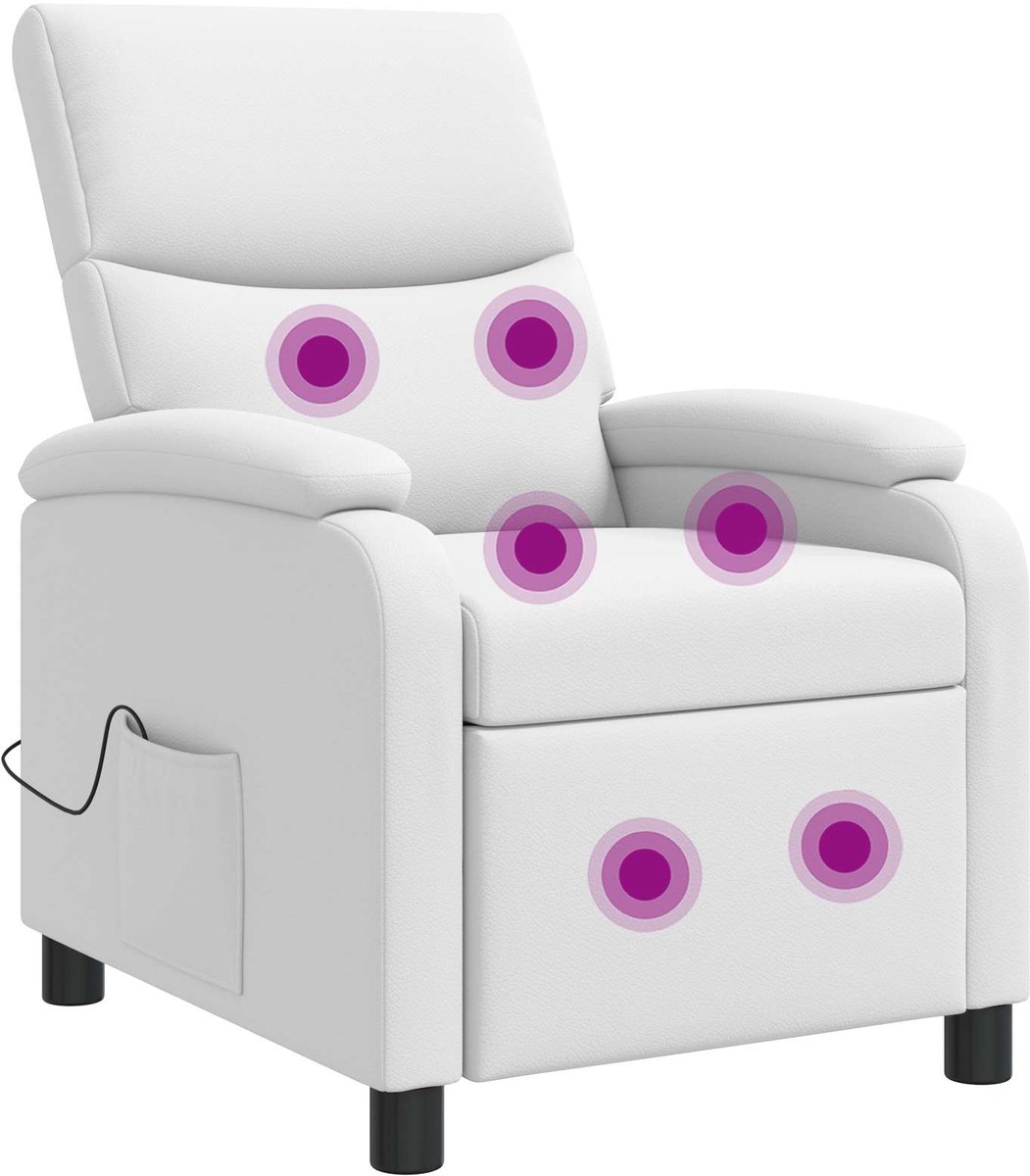 vidaXL Massage - Relaxstoel - Wit - Kunstleer
