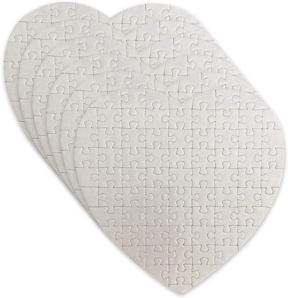 Set van 6 witte hartvormige puzzels voor sublimatie - 20 x 20 cm - 83 stukken