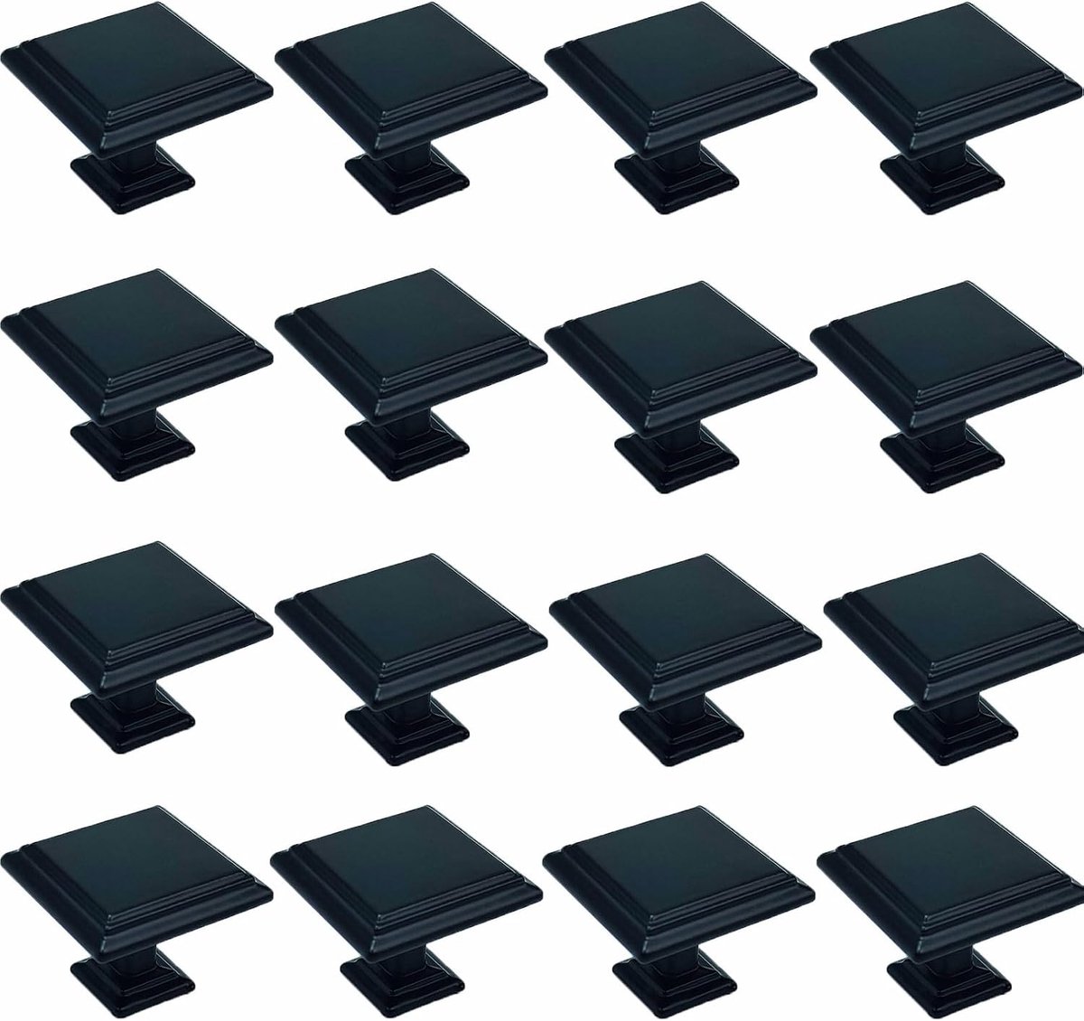 16 Stuks Kastknoppen, Vierkante Vorm Meubelknoppen Lade, één-gats Meubelknoppen Voor Meubelkasten, Kasten, Dressoirs(Zwart)