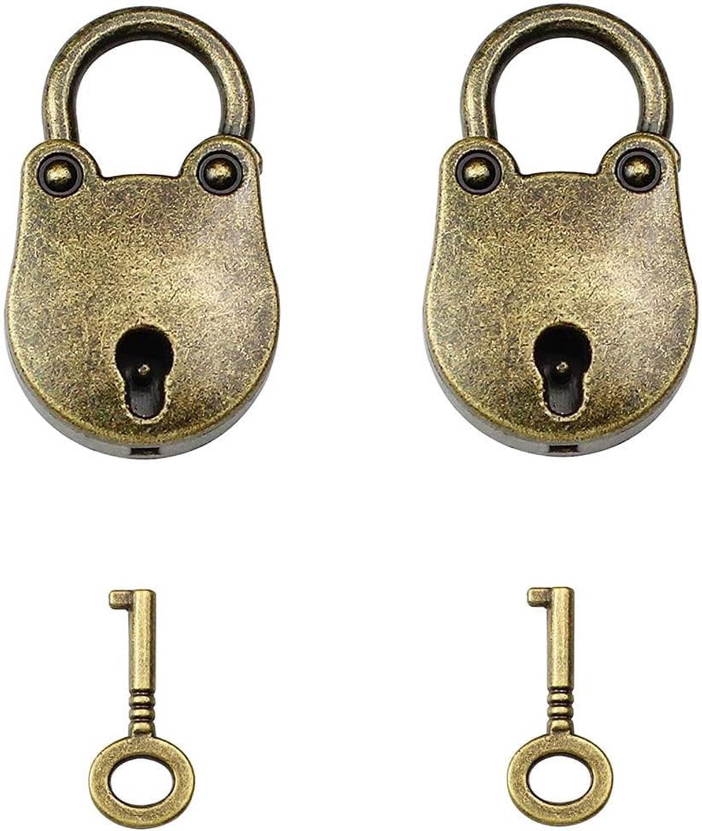 Set van 2 Mini Hangsloten, Antieke en Vintage Ontwerpen, Perfect voor Sieradenboxen en Dagboeken, Decoratieve Cadeaus