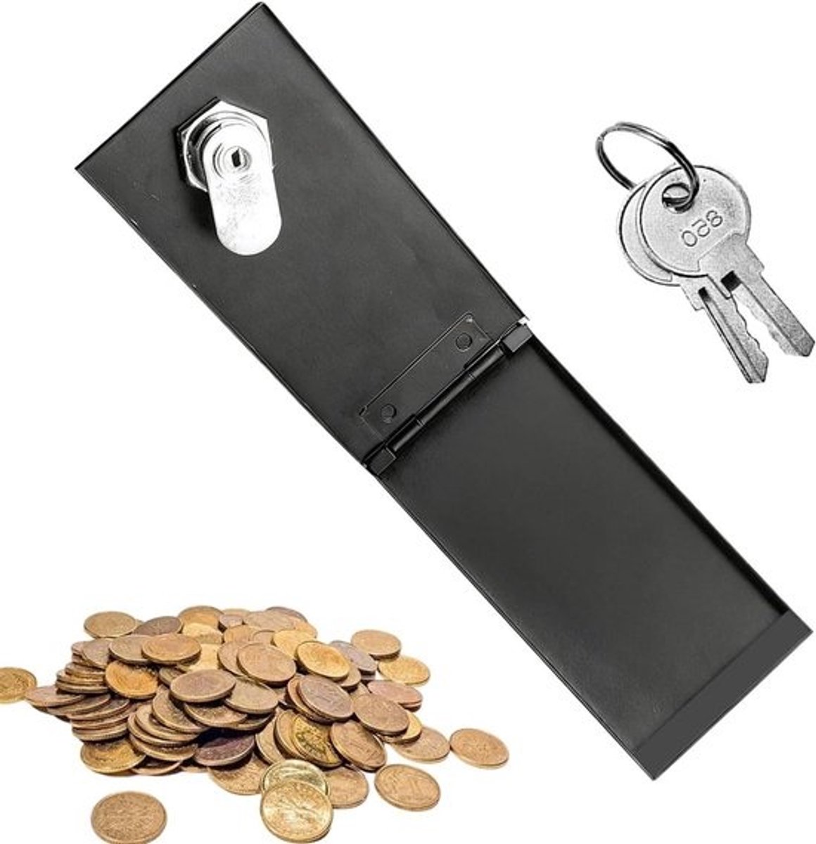 Draagbare Cash Box - Metalen Koffer - Geld Opbergen - Sleutel Vergrendeling - 8 Inch - Zwart