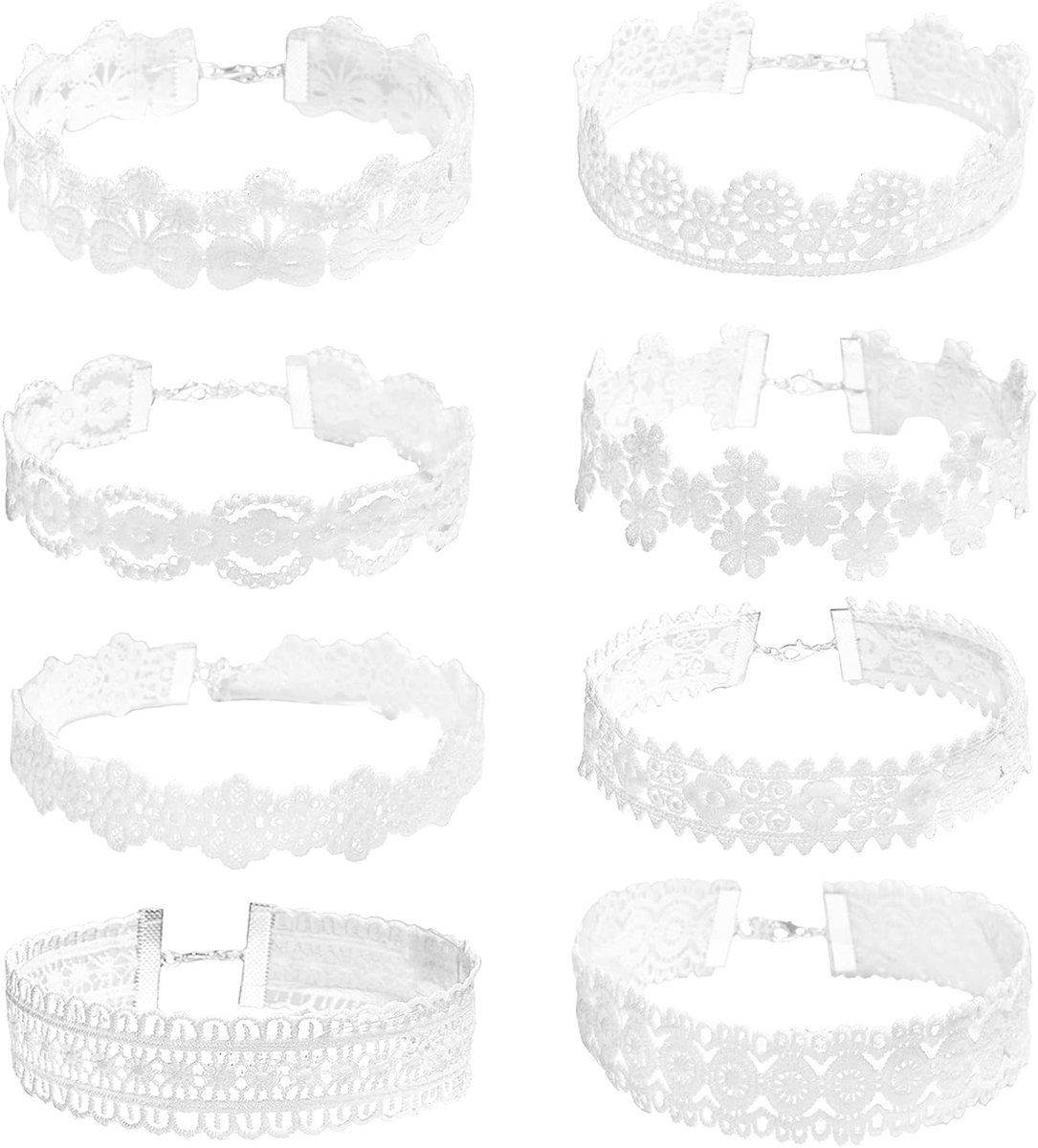 Dailygoods- Halsband Fluwelen Choker - 8 Stuks - Verstelbare Ketting - Gothic/Tattoo Stijl - Elegante Ketting - Kreeft gesp