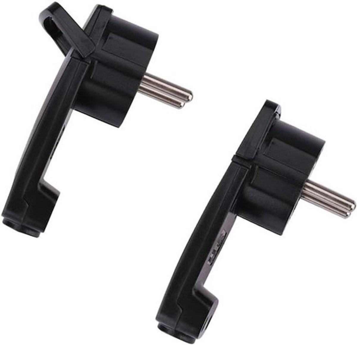Haakse Stekker Plat - Schuko Stekker EU-Stekker - Kabel Reparatie - Vlamvertragend Materiaal - 16 A 250 V - Zwart